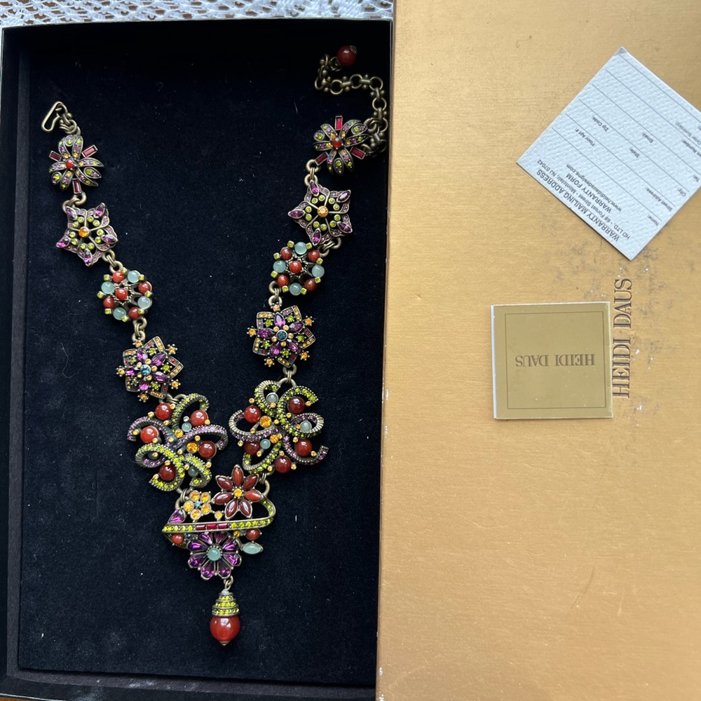 Heidi Daus carnelian& genuine stones very vintage necklace in original box - Picture 15 of 17